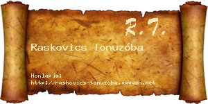 Raskovics Tonuzóba névjegykártya